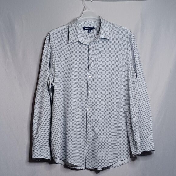 Mizzen + Main Leeward Shirt Mens 2XL Classic Blue White Stretch Button Up Dress - Picture 1 of 12